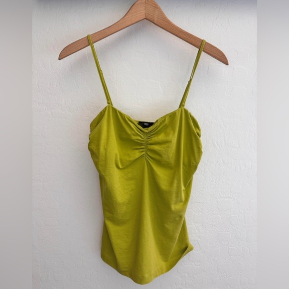 DKNY Lime Green Ruched Cami Tank Top Size Small - Picture 1 of 6